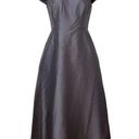 Alfred Sung NWT  Satin Maxi V Neck Gown Cap Sleeve Pockets Zip Up 8 Cavier Grey Photo 0