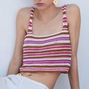 Mango  Crochet Cropped tank top stripes brown pink coverup swim bikini boho Photo 5