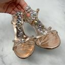 Marciano  Rose Gold Metallic Chrome Genuine Leather Jeweled Formal Sandal Heels Photo 2