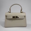 Vera Pelle Small Cream Handle Bag with a Strap | Made in Italy  Photo 0