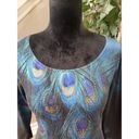 indigo. Soul Women's Multicolor Peacock Round Neck Long Sleeve Top Blouse Small Photo 1