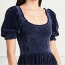 Hill House  The Louisa Nap Dress Smocked Navy Blue Velvet Ruffle Midi Dress XXL Photo 3