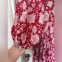 Ruby Alix of Bohemia Tuesday  Dress Red Floral Cotton Midi Dress Boho Size M Photo 7