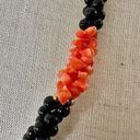 Onyx Black   beaded and coral long twisted necklace Photo 1