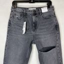 Topshop NEW  size 30 Thigh Rip Raw Hem Straight Leg Jeans high rise Gray Photo 1