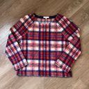 Madewell  Wool Blend Red Plaid Fuzzy Pullover Long Sleeve Top ~ Women’s Size S Photo 2