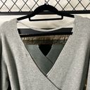 Chelsea 28 Sweater Dress Grey Knit Wrap Top Vneck Belted Side Slit Size Large Photo 3