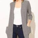 Loft  Striped Pocket Open Front Linen Blend Cardigan Photo 0