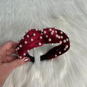 Mulberry  & Grand Red Velvet Pearl Knotted Headband Photo 1