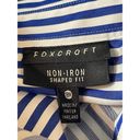 Foxcroft  Blue White Striped Long Sleeve No Iron Button Up Collar Top 18 Photo 5