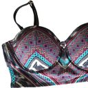 Kenneth Cole  Bikini Top Bathing Suit Adj Straps Colorful Beach Summer Sz Small 4 Photo 3