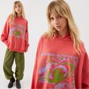 Urban Outfitters  UO Nate Saturn Oversized Hoodie Sweatshirt Medium Graphic Coral Photo 1