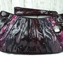 Nine West Dark purple & burgundy snakeskin print medium clutch purse w/ studs  Photo 2