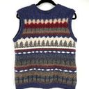 Northern Reflections Vintage  Button Front Sweater Vest Blue White Small Trees Photo 1