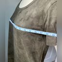 Olivaceous  olive grayish faux suede style short sleeve shift dress - size M Photo 2