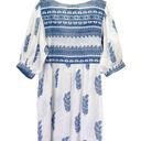 Daughters of India Mishka Boho Maxi Dress Azure Blue & White Cotton Size Medium Photo 7