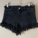 Forever 21  | Black High Rise Cheeky Fringe Denim Jean Shorts Sz S Photo 0