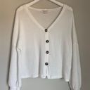 Hooked Up White Knit Button Up Photo 2