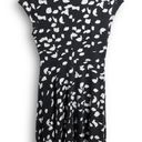 New York And Company  Black White Leaf Print Polka Dot Short Sleeve Mini Dress Photo 4