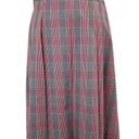 Brooks Brothers Plaid Pleated A-Line Knee Length Skirt Black White Red Size 4 Photo 0