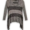 cupio  Marled Gray Stripe Asymmetrical Hem Knit Sweater Top S Photo 0