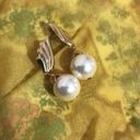 Vintage Dangle Stud Earrings Pearls & Gold Winged Accent BEAUTIFUL! White Photo 11