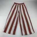 Madewell TALL  Red Striped Linen Blend High Rise Wide Leg Cropped Pant XST Photo 5