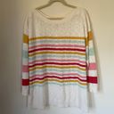 Talbots Plus Boatneck Sweater 3/4 sleeve cream rainbow stripe Women’s size 1X Photo 3