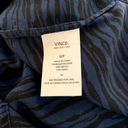 Vince  Silk Blue/Blk Zebra Striped 3/4 Long Raglan Sleeve Blouse Sz Small Photo 3