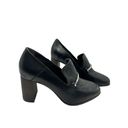 DKNY  Black Grey Leather wool Fabric Slip On Pumps Heels Shoes Women's Size 7.5 Photo 1