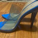 EGO New  open toe faux fur plain pin heels blue size 5 Photo 0