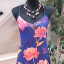 fab'rik  Women's Blue Floral 100% Polyester Scoop Neck Sleeveless Top Blouse Small Photo 9
