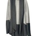 Evolution  By Cyrus Open Front Cardigan Gray Color Block Ribbed Neutral Size M Photo 0