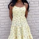 Brandy Melville Bohemian yellow floral lace up back mini dress sz s Photo 1