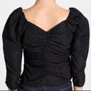 Something Navy  Black Ruched Puff Shoulder Blouse. Size S Photo 1