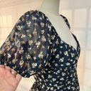 Trixxi  Francesca's Willa Floral Puff Sleeve Mini Dress Navy Blue Large NWT Photo 4