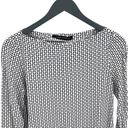 ZARA  Womens Geometric Hi Low Boat Neck Long Sleeve Blouse Black White Medium Photo 1