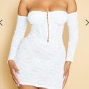 Pretty Little Thing NEW  White Off The Shoulder Bodycon Dress Long Sleeve Sz 8 Photo 0