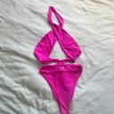 frankie's bikinis Dorothy hot pink cross chest wrap one piece bikini L Photo 3