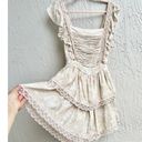 Krewe NWT  Du Q Sleeveless Ruffle Pleated Floral Mini Dress Cream White Women's S Photo 2