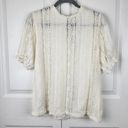 Mango  MNG Cream Lace Semi-sheer Ruffles Top Blouse  Size S Photo 3