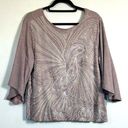 Akemi + Kin  Embroidered Peacock Beaded Top- Size Medium Photo 3