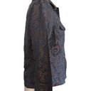 J.Jill  Jacket Top Blue Brown Scroll Linen Silk Blend Lightweight Jacket Size 4 Photo 3