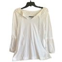 BCBGMAXAZRIA  White smocked neck 100% cotton top. Size Large. Photo 0