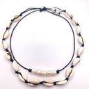 New Unisex Set of 2 Natural cowrie shell necklace White Photo 0