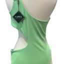 Zaful  Lime Green White One Piece Cutout Swimsuit Photo 3