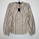 joe's jeans Joe’s Jeans Striped Button Down Blouse NWT Sz XS Cotton Metallic Designer Photo 0