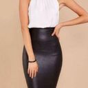 Spanx Faux Leather Pencil Skirt Very Black Shiny Stretchy Shapewear Edgy Moto XL Photo 0