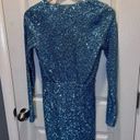 Show Me Your Mumu NWT  blue sequin deep v mini dress Photo 3