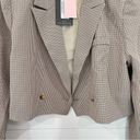 Pretty Little Thing  Plus Brown Dogtooth Double Breasted Cropped Blazer NWT 18 Photo 5